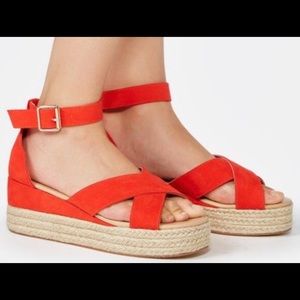 JustFab Red Wedge Sandals